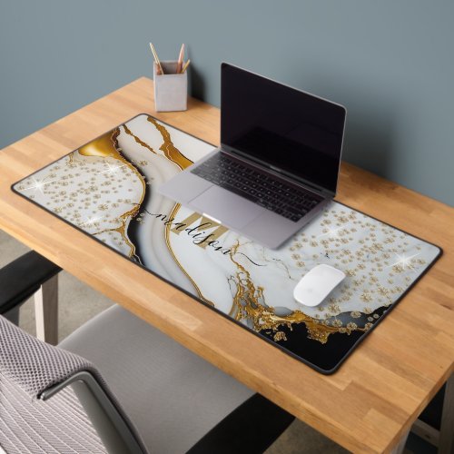 Personalize Marble and Diamonds Desk Mat