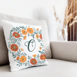 Personalize Marigold Floral Wreath Pillow