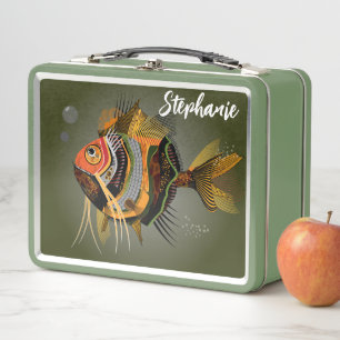 Personalize Marine Animal Colorful Fish Metal Lunch Box