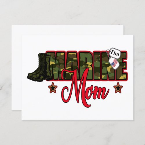 Personalize Marine Mom with Dog Tag Postcard