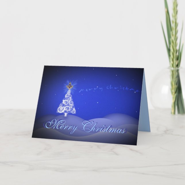 Personalize Masonic Christmas Greetings Holiday Card (Front)