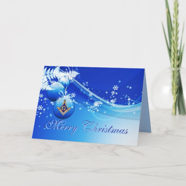 Personalize Masonic Christmas Greetings Holiday Card (Front)