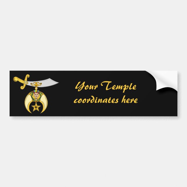 Personalize Masonic & Shriners Emblem Bumper Sticker (Front)