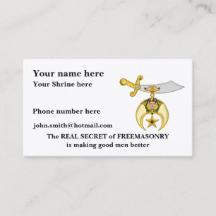 Personalize Masonic & Shriners Emblem Business Card