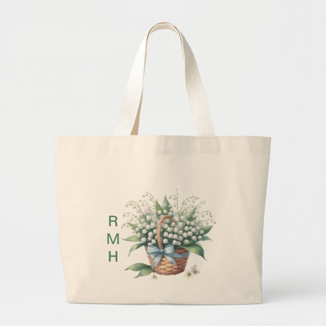 Personalize May Lily of the Valley Tote Bag (Front)