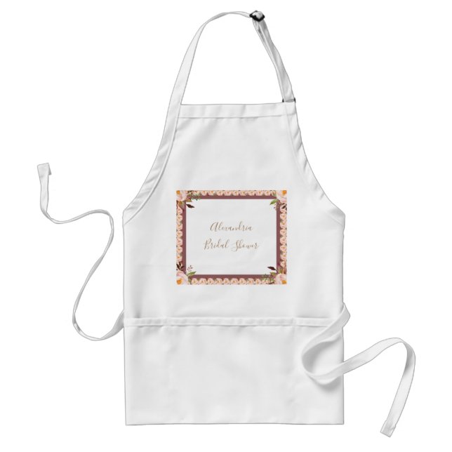 Personalize Me! Bridal Shower Apron-Autographable  Adult Apron (Front)