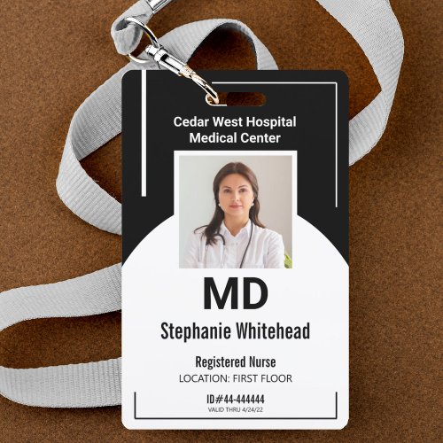 Personalize Medical Employee Photo ID Black Badge