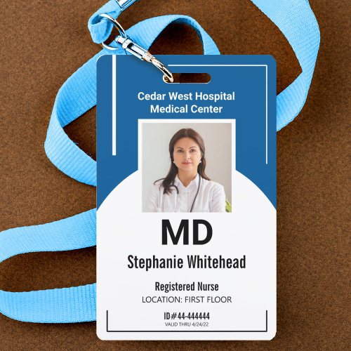 Personalize Medical Employee Photo ID Royal Blue Badge