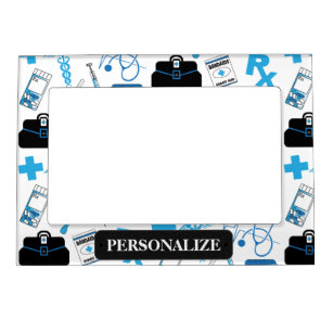 Personalize Medical Pattern - Blue Magnetic Frame