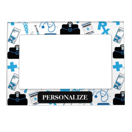 Personalize Medical Pattern _ Blue Magnetic Frame
