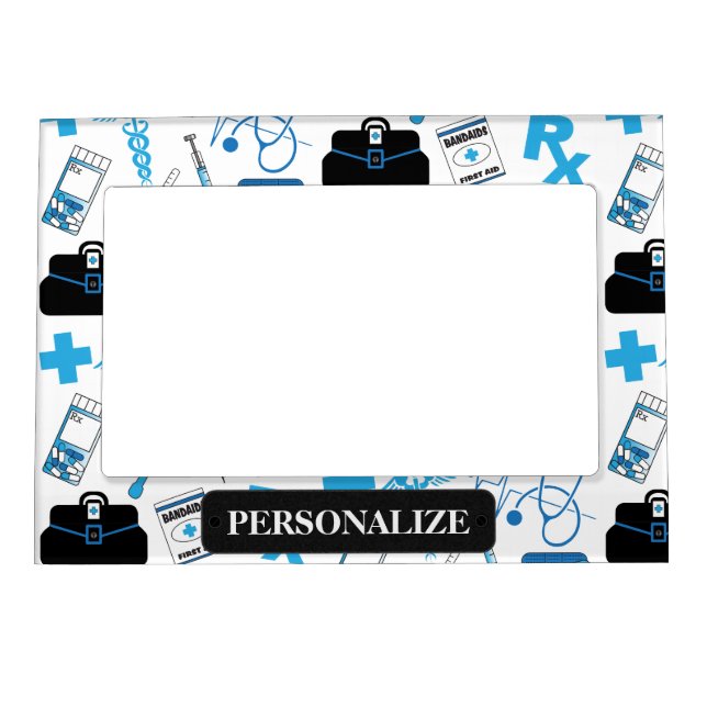 Personalize Medical Pattern - Blue Magnetic Frame (Front)