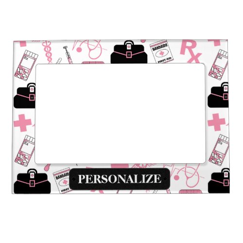 Personalize Medical Pattern _ Pink Magnetic Frame