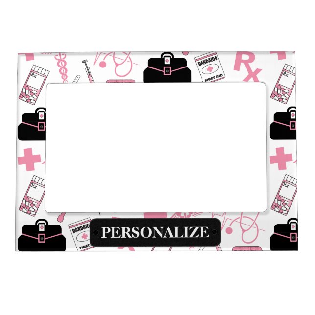 Personalize Medical Pattern - Pink Magnetic Frame (Front)