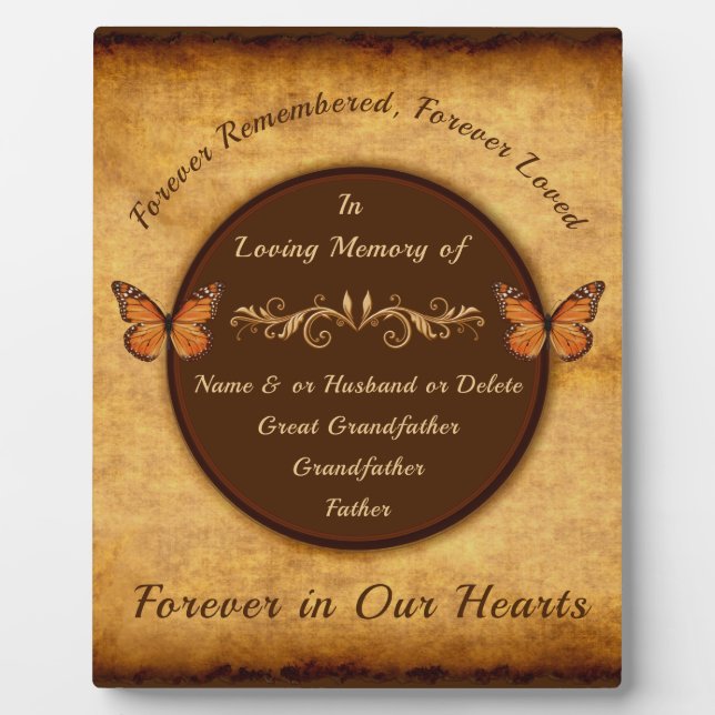 Personalize Memorial Gift Ideas for Loss of Father Plaque (Front)