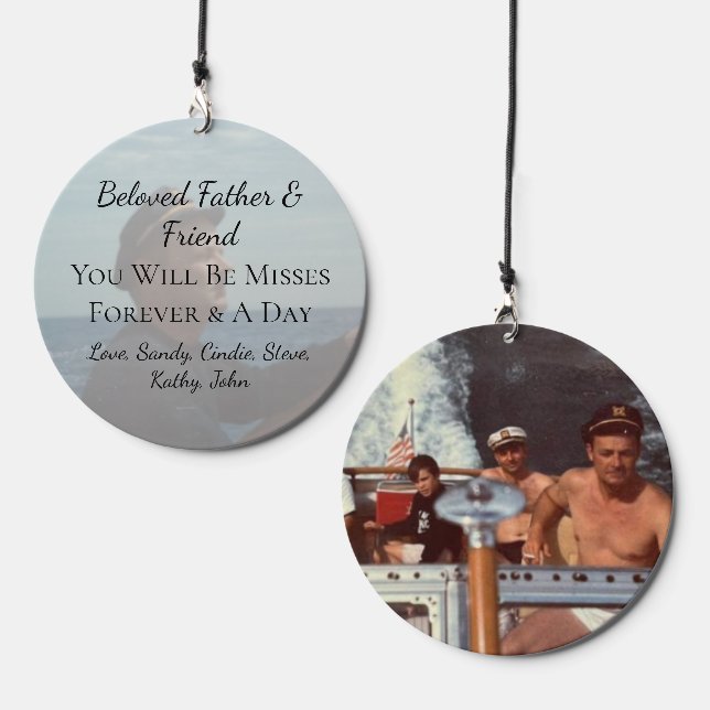 Personalize Memorial Photo Sympathy Custom Text Wind Chime (Front & Back)