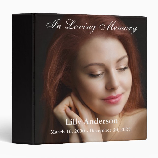 Personalize Memorial  Remembrance Guestbook 3 Ring Binder (Front/Spine)