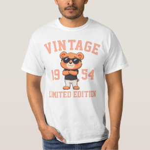 personalize Mens Vintage Birthday Born Teddy Bear T-Shirt
