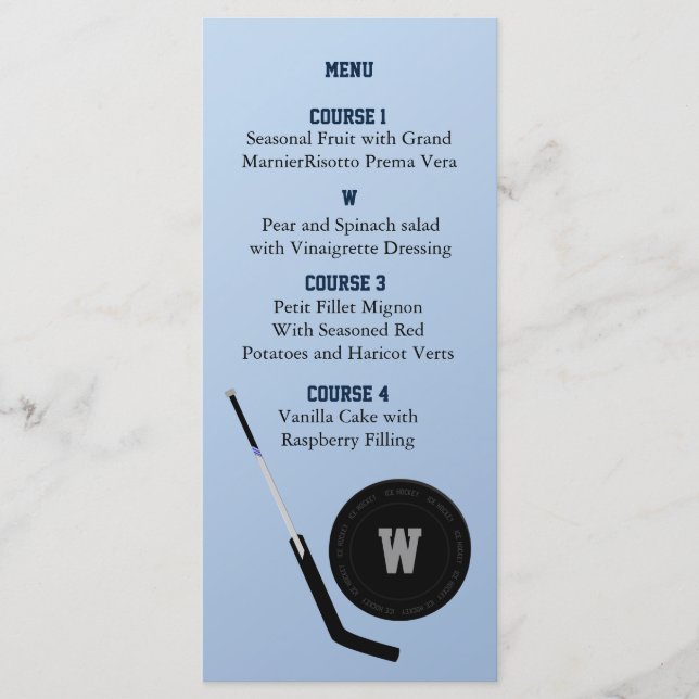 Personalize Menu cards Ice Hockey theme (Front)