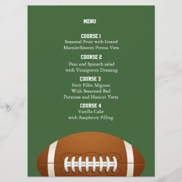 Personalize Menu cards Sports Party football theme