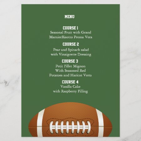 Personalize Menu Cards Sports Party Football Theme