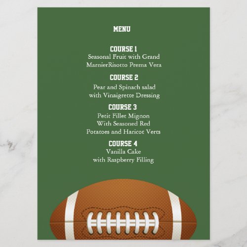Personalize Menu cards Sports Party football theme