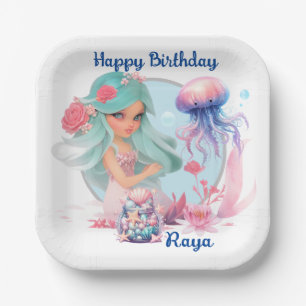 Personalize Mermaid Party Paper Plates
