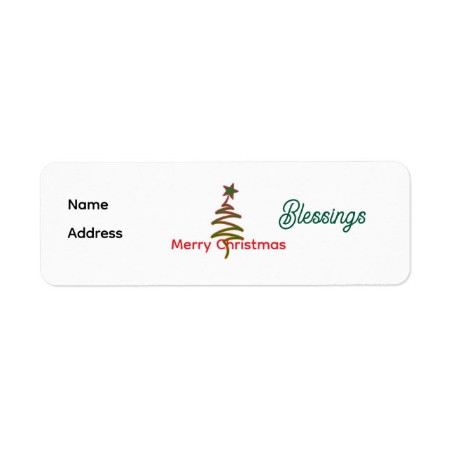 Personalize Merry Christmas Return Address Label (Front)