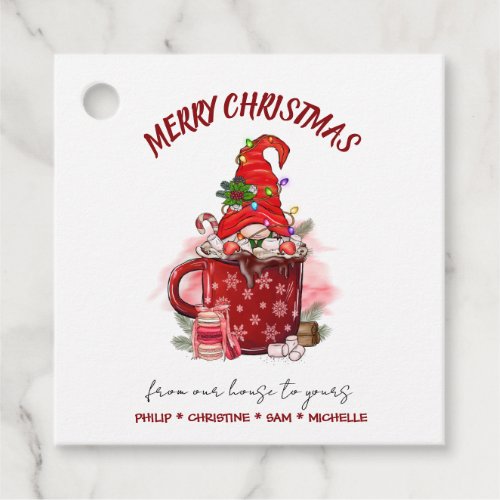 Personalize Merry Christmas Santa Gnome Favor Tags