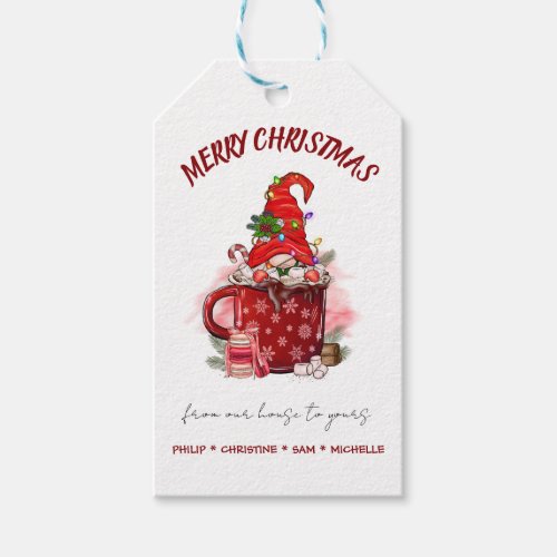 Personalize Merry Christmas Santa Gnome Gift Tags