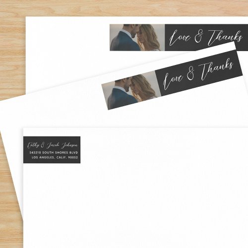 Personalize Message Love and Thanks Newlywed Photo Wrap Around Label