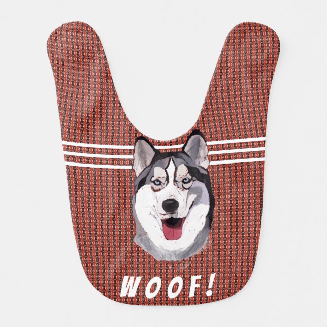 Personalize Message Siberian Husky Baby Baby Bib (Front)