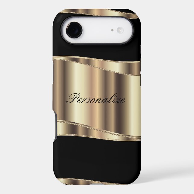 Personalize Metallic Gold Design Case-Mate iPhone Case (Back)