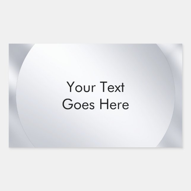 Personalize Metallic Silver Look Modern Template Rectangular Sticker (Front)