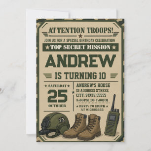 Personalize Military Army Birthday Invitation