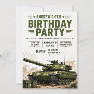 Personalize Military Tank Birthday Invitation