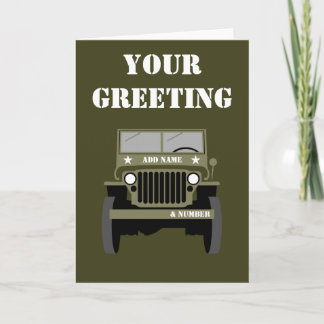 Personalize Military Veteran vintage Army Vehicle Card