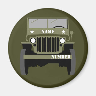 Personalize Military Veteran vintage Army Vehicle Magnet