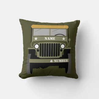Personalize Military Veteran vintage Army Vehicle Throw Pillow