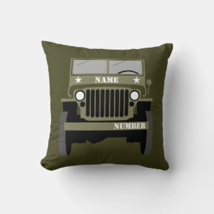 Personalize Military Veteran vintage Army Vehicle Throw Pillow