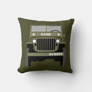Personalize Military Veteran vintage Army Vehicle Throw Pillow