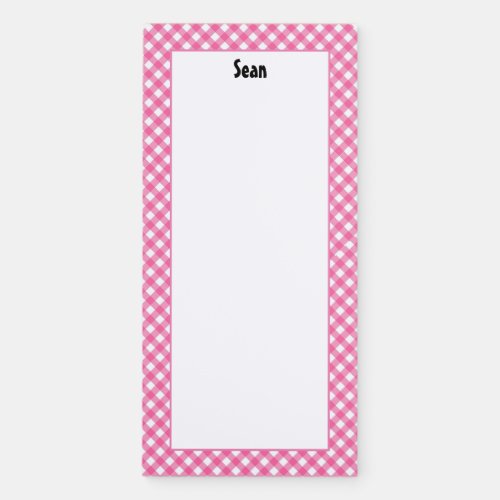 Personalize Minimal Dark Pink Crisscross Pattern Magnetic Notepad