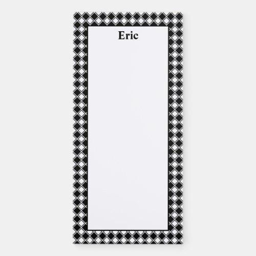 Personalize Minimalist Black and White Diagonal  Magnetic Notepad