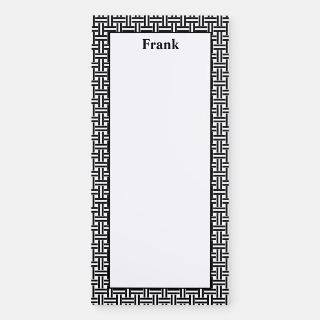 Personalize Minimalist Black and White Patterns Magnetic Notepad (Front)