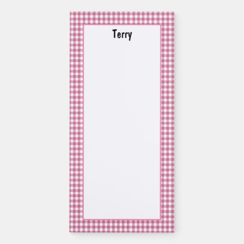 Personalize Minimalist Dark Pink Checkered Pattern Magnetic Notepad