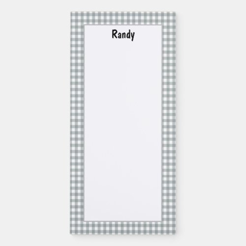 Personalize Minimalist Gray Grey Checkered Pattern Magnetic Notepad