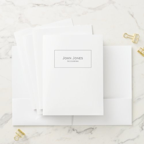 Personalize  Minimalist Gray Name and Department Pocket Folder
