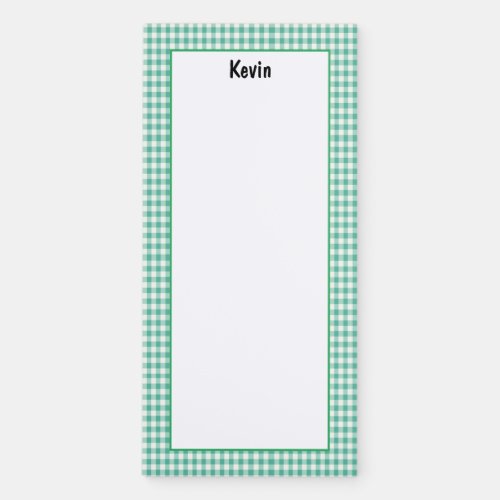 Personalize Minimalist Green Checkered Pattern Magnetic Notepad