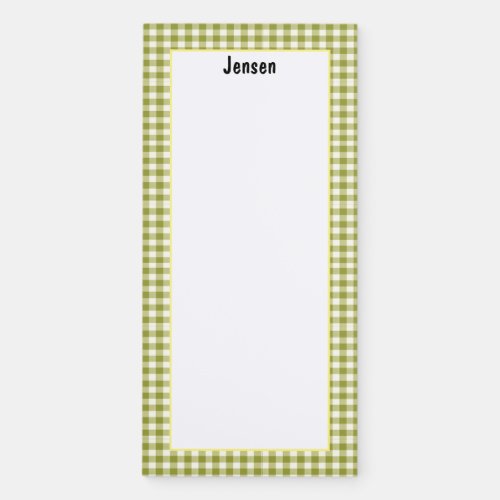 Personalize Minimalist Lime Green Checker Pattern Magnetic Notepad
