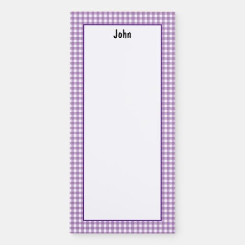 Personalize Minimalist Purple Checkered Pattern Magnetic Notepad
