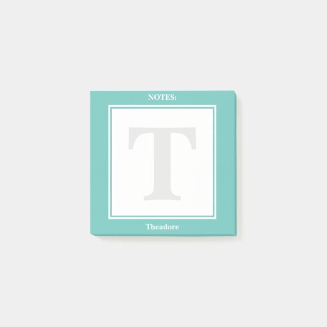Personalize: Minimalist Teal and White Geometric Post-it Notes (Front)